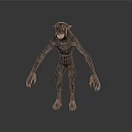 Grim Werewolf Creature Character With Sharp Ears Fangs Long Arms And Standing Posture 3d model