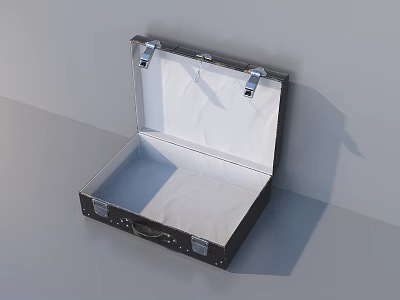 Open Black Hard Shell Suitcase With Metallic Clasps And White Interior 3d model