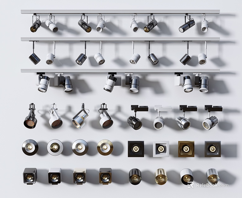 Modern Downlights and Spotlights with Various Styles and Different Colors for Ceiling Lighting 3d model 