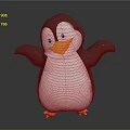 Cartoon Penguin Character With Black And White Body Blue Eyes Yellow Beak And Outstretched Arms 3d model