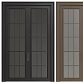 White And Dark Framed Modern Double Doors With Glass Grid Panels For Home Design