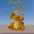 Fresh Orange Juice Bottle With Splashing Juice Orange Slices And Pulp