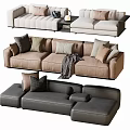 Modern double sofa multiplayer sofa corner sofa 3d model