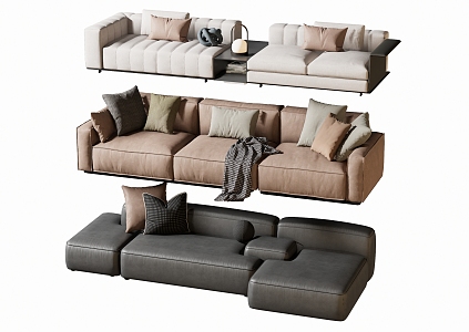 Modern double sofa multiplayer sofa corner sofa 3d model