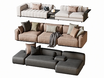 Modern double sofa multiplayer sofa corner sofa 3d model