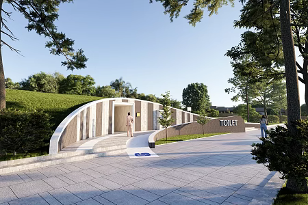 Modern Landscape Park Toilet Public Toilet Micro Terrain 3d model