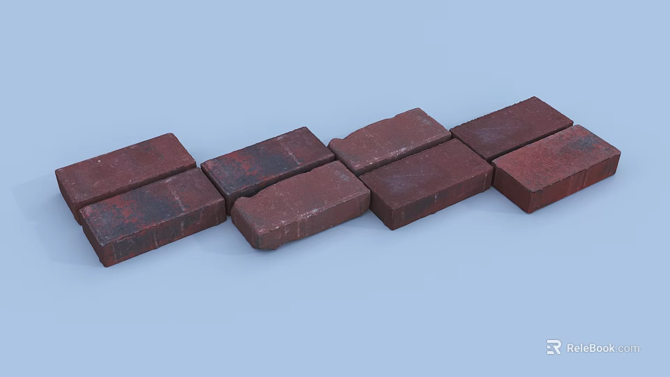 Natural Red Bricks and Solid Wood for Rustic Home Construction 3d model