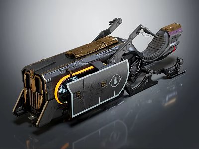 Futuristic Sci Fi Mechanical Device With Metallic Texture Glowing Elements And Complex Structure 3d model