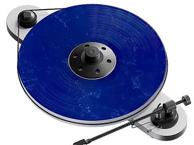Headphone Speaker Turntable with Blue Vinyl Record Stylus Arm and Audio Player Equipment 3d model