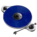 Headphone Speaker Turntable with Blue Vinyl Record Stylus Arm and Audio Player Equipment