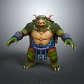 Game Movie Character Green Turtle Warrior With Muscular Build Spiked Shell And Armored Wristbands