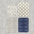Square Rugs With Different Geometric Patterns In Neutral Blue Black Tones 3d model