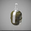 Green Military Grenade With Silver Fuse Pull Ring And Number X16781