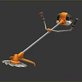Orange And Black Lawn Mower With Long Shaft Blade Handle And Engine
