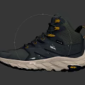 High Top Navy Blue White Shoes With Yellow Accents And Textured Soles