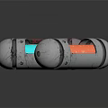 Three Cylindrical Equipment With Silver Shells And Colorful Interior Components