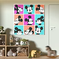 Cute Stuffed Animal Dolls Display On Shelf In Kids Playful Room Decor
