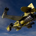 Yellow Fighter Jet Concept Design With Multiple Wing Mounted Engines And Bright Yellow Body