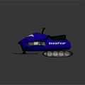 SnowFun Blue Snowmobile With Front Skis Rear Tracks And Sleek Design