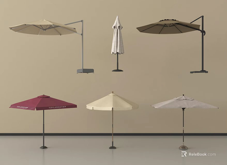 Outdoor Patio Umbrella with Various Styles Colors and Stand Types 3d model 
