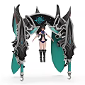 Game Movie Female Character Featuring Black Blue Large Decorative Structures Bikini Outfit And Long Boots