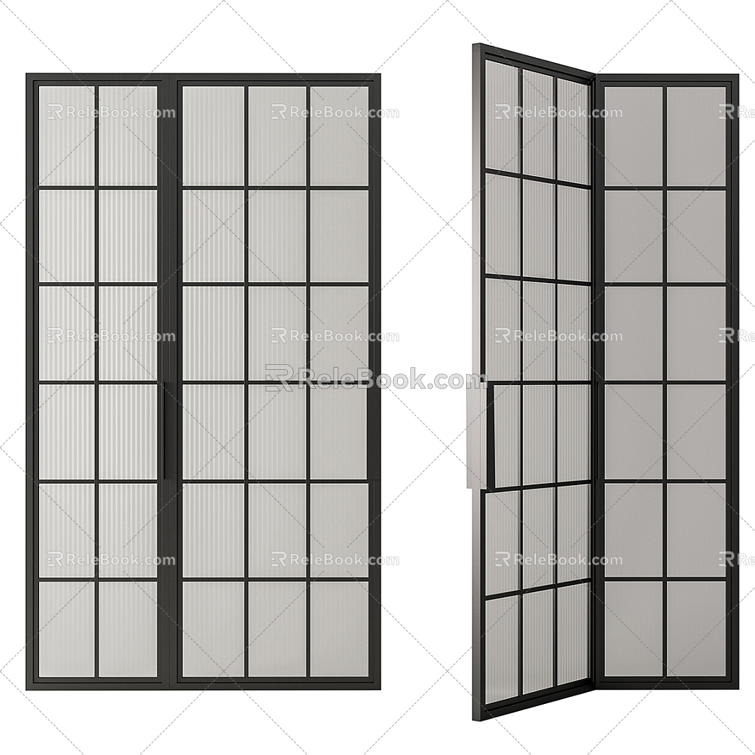 glass door metal frame glass door 3d model