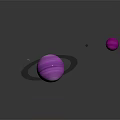 Purple Planets With Rings And Small Blue Celestial Body In Space Background