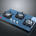 Modern Black Glass Gas Stove With Three Burners And Control Knobs 3d model