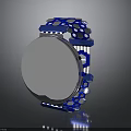 Stylish Blue Electronic Watch With Perforated Strap And Round Dial Design