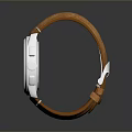 Modern Leather Strap Watch With Silver Dial And Brown Band For Daily Use