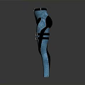 Fashionable Blue And Black Color Block Leggings With Waist Belt And Side Buckles