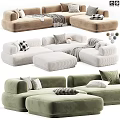 Cozy Modular Sectional Sofa With Beige Green Upholstery And Throw Pillows