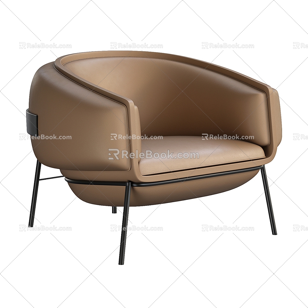 Blop leather armchair 3d model