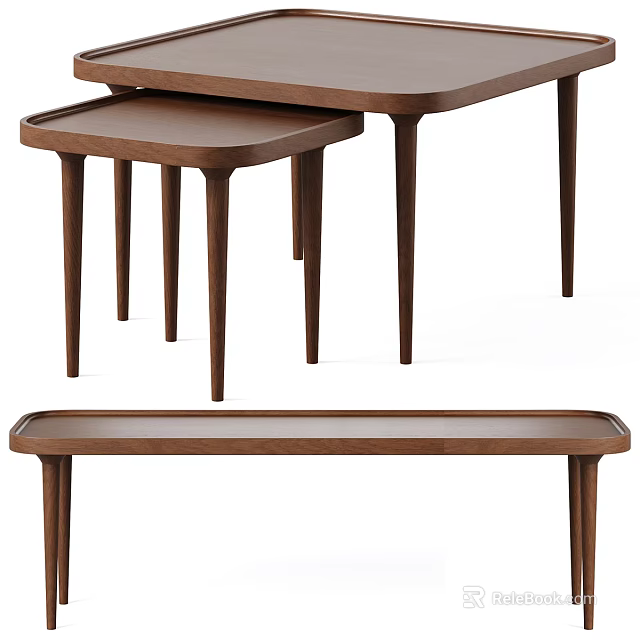 Modern Minimalist Wooden Coffee Tables With Rectangular Shape And Sleek Leg Design 3d model