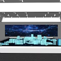 Modern Tech Exhibition Platform With LED Screen And Blue Light Design 3d model
