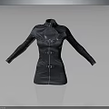 Black Modern Faux Leather Coat With Stand Collar Long Sleeves And Buckle Details