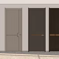 Modern Hinged Doors With Three Different Colors And Wooden Texture Interior Design 3d model