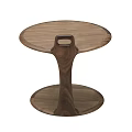 Walnut Wooden Side Table With Round Top And Curved Solid Wood Base Design 3d model