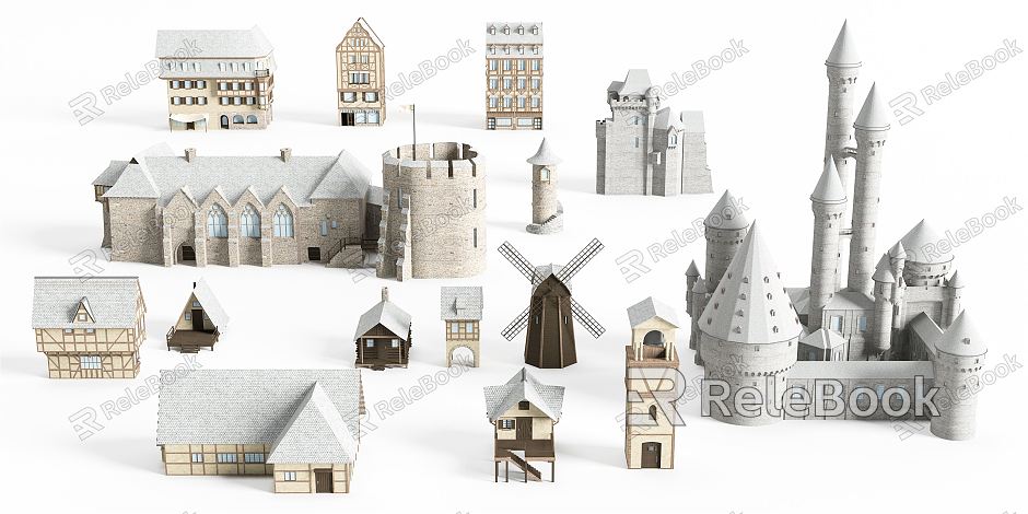 European style castle, church, building, folk house, art building, classical building group, folk house model