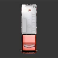 Red Fire Truck with Yellow Black Stripes Roof Ladder and 119 Logo on Reflective Surface