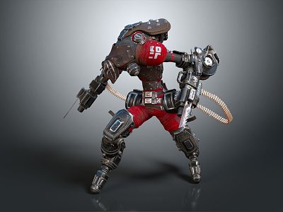 Industrial LOFT Robot Iron Man Mech Warrior Machine Battlearm Mechanical Battlearm Machine Fighter Robot 3d model