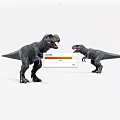 Two Gray T Rex Dinosaur Models Standing Face to Face on White Background 3d model