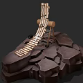 Creative Wood And Stone Ramp Structure With Wooden Planks Log Support And Stone Base