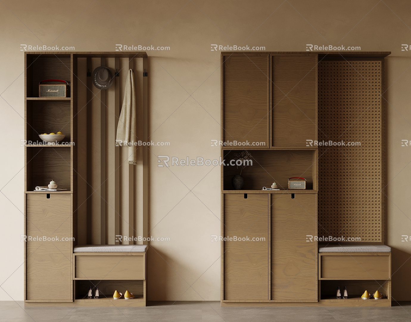 Middle style shoe cabinet 3d model