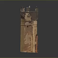 Castle Gate Architectural Model With Terracotta Towers And Arched Wooden Door