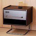 Modern Bedside Table with Drawer Metal Handle Frame and Small Candle Holder 3d model