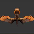 Flying Raptor with Orange Brown Feathers Spread Wings Sharp Talons and Gray Gradient Background 3d model