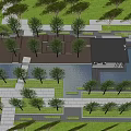 Scenic Residential Landscape With Lush Trees Open Pavilion Reflective Water And Stone Walkway