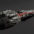 Detailed Sci Fi Spaceship Model With Red White Stripes And Structured Design 3d model