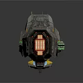Futuristic Spacecraft Design For Cosmic Exploration With Metallic Hull Yellow Accents And Advanced Cockpit Windows